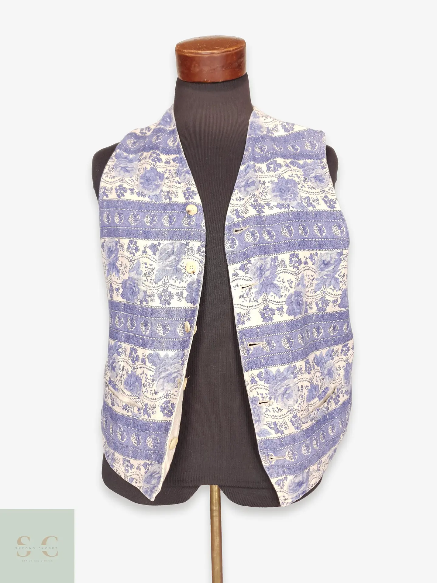 Chaleco Reversible de Lino Estampado Talla ML 1