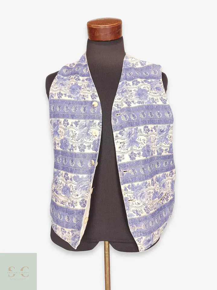 Chaleco Reversible de Lino Estampado Talla ML 1