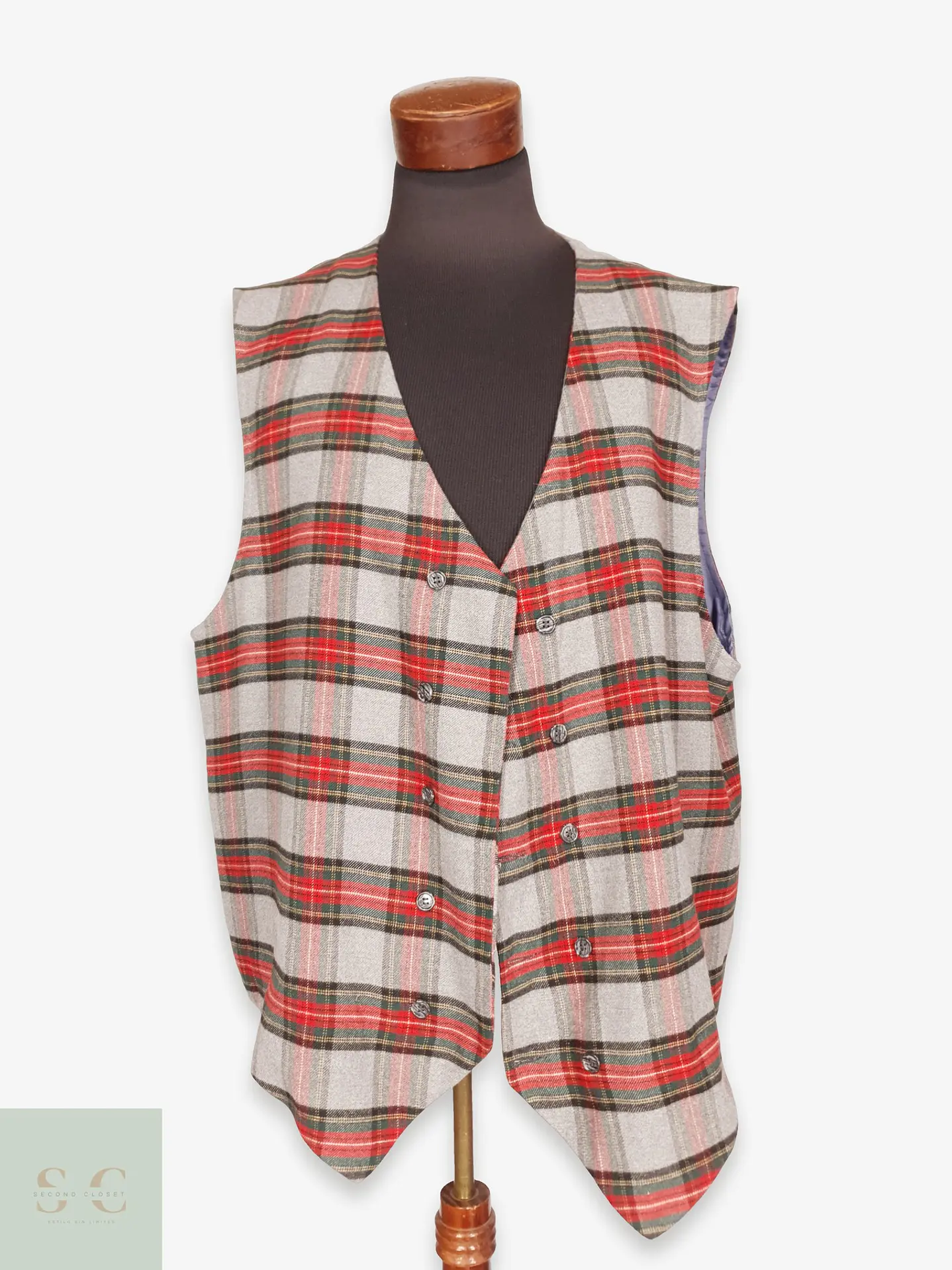 Chaleco Sastre Cruzado a Cuadros Tartán Talla XXXL 1