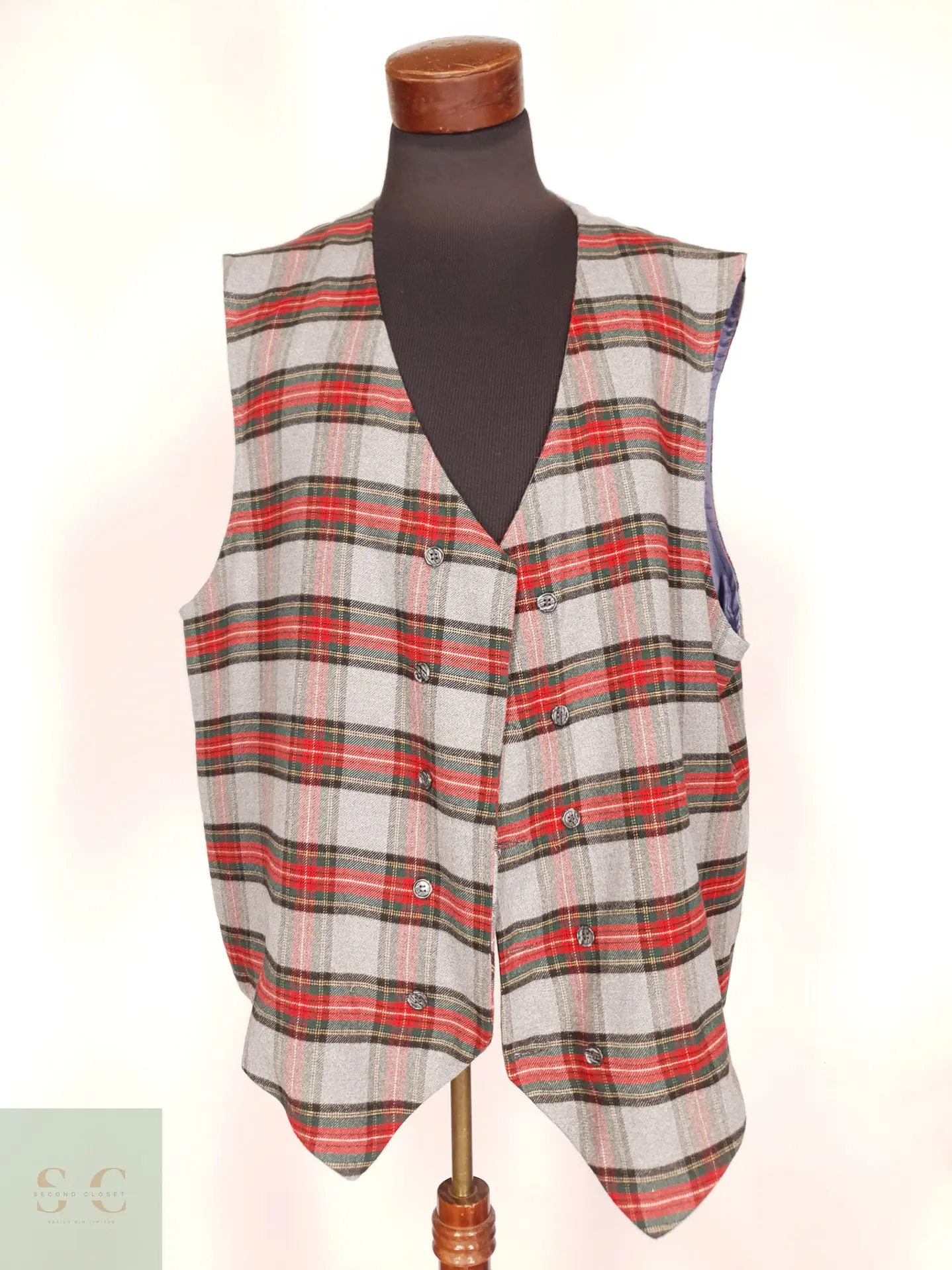 Chaleco Sastre Cruzado a Cuadros Tartán Talla XXXL 2