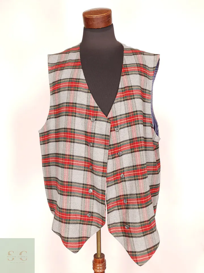Chaleco Sastre Cruzado a Cuadros Tartán Talla XXXL 2