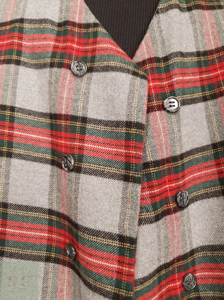 Chaleco Sastre Cruzado a Cuadros Tartán Talla XXXL 3