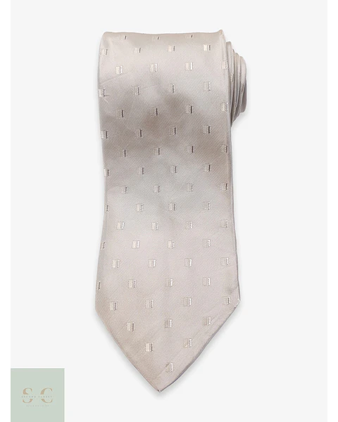 Corbata de Seda Marfil con Trama Geométrica P'NA