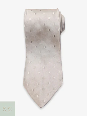Corbata de Seda Marfil con Trama Geométrica P'NA