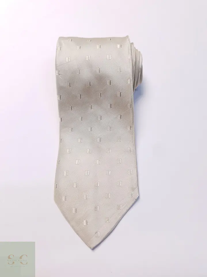 Corbata de Seda Marfil con Trama Geométrica P'NA 2