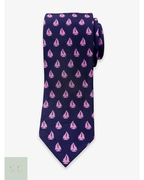 Corbata de Seda Estampada con Motivo Náutico Blick.
