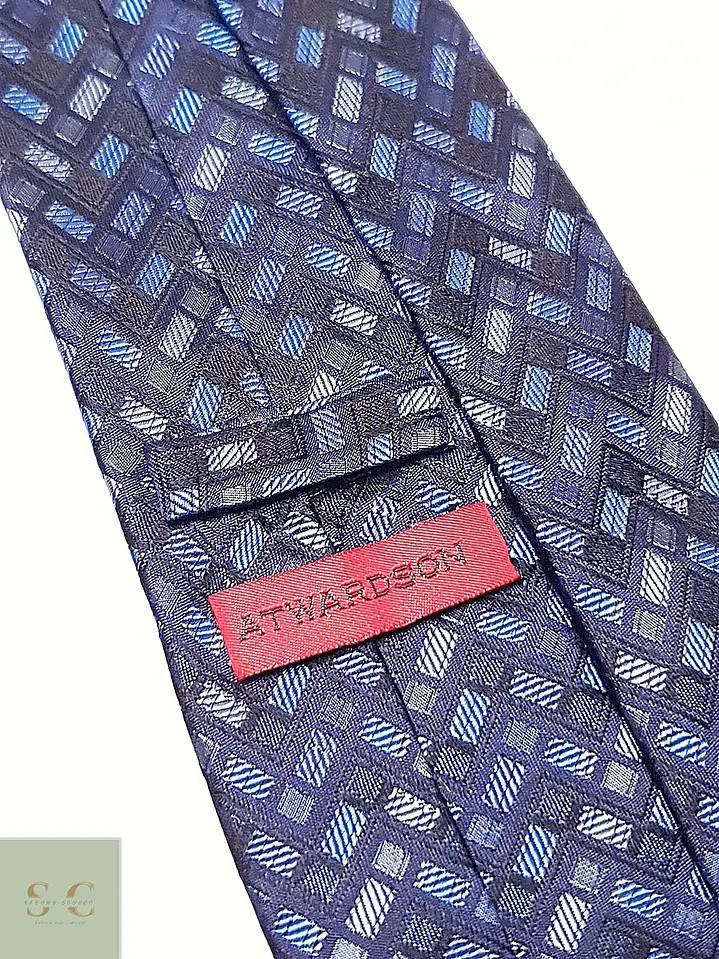 Corbata de Seda Tejida con Patrón Geométrico Atwardson 3