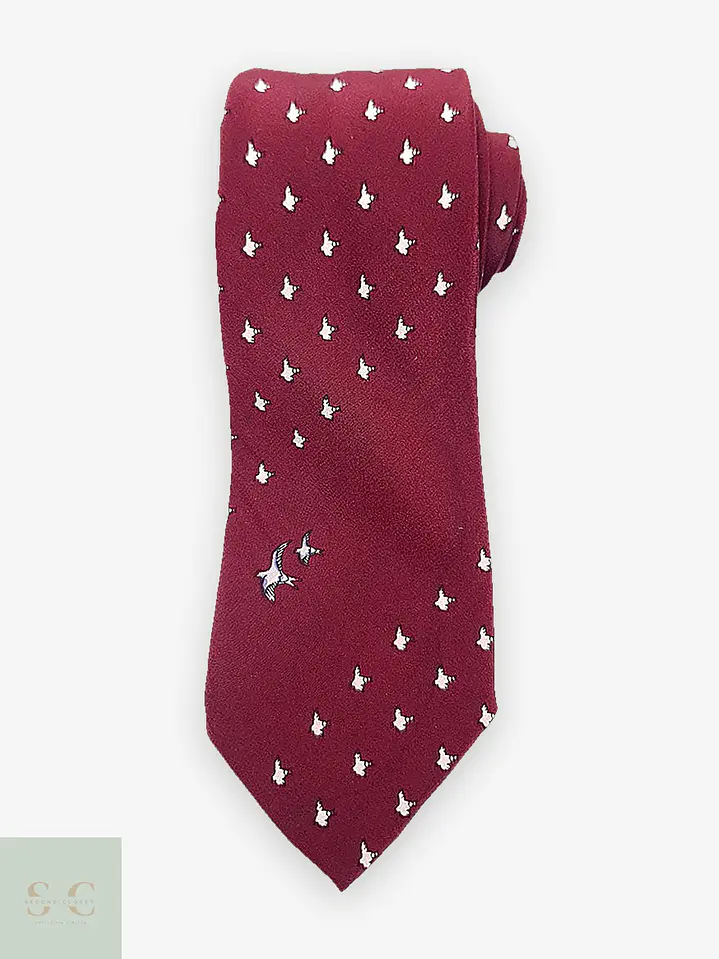 Corbata de Seda Granate con Motivo de Aves Reine Seide 1