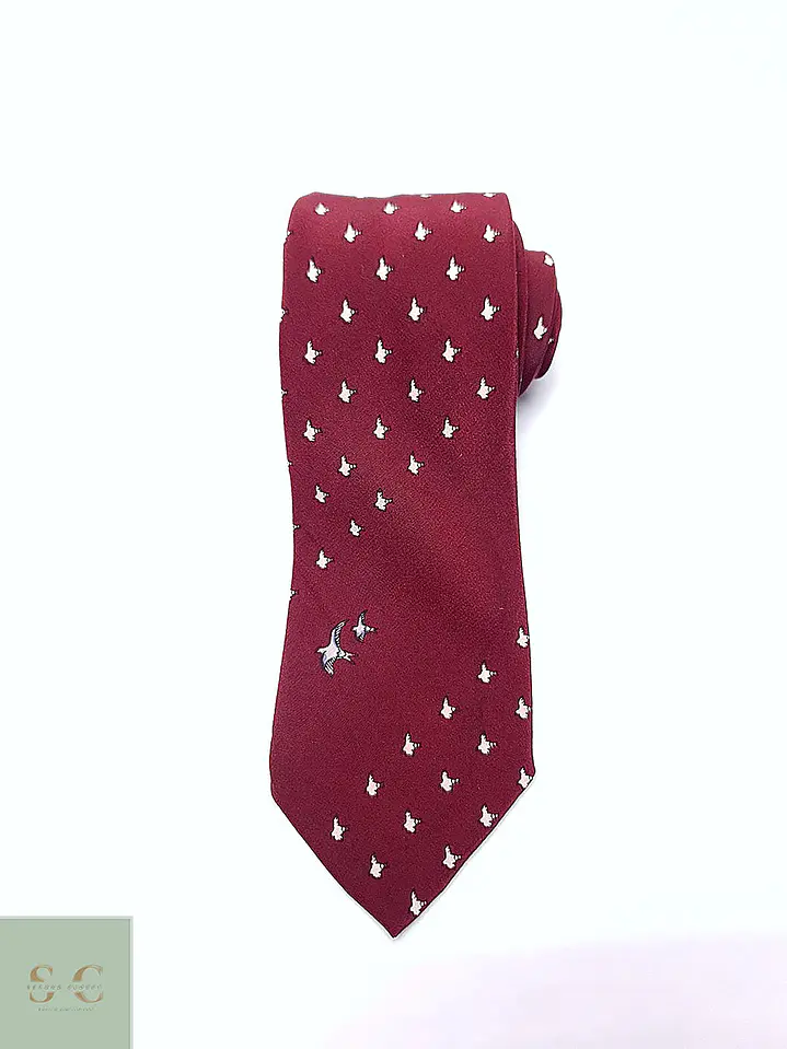 Corbata de Seda Granate con Motivo de Aves Reine Seide 2