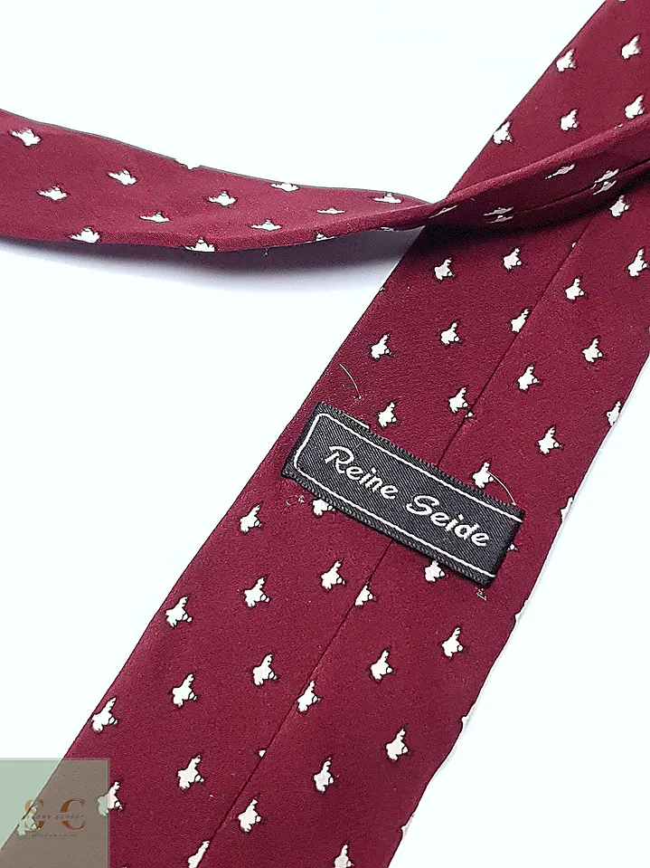 Corbata de Seda Granate con Motivo de Aves Reine Seide 3