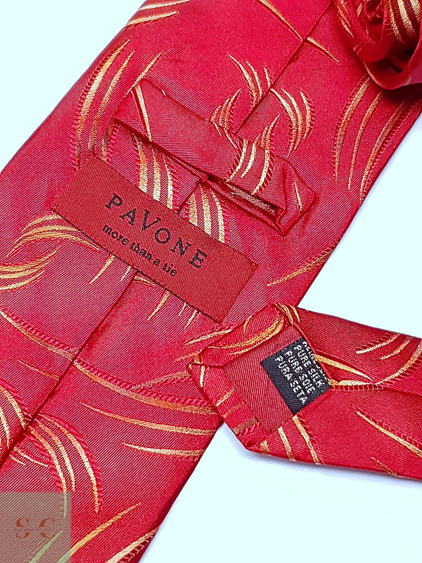 Corbata de Seda con Motivo Jacquard Abstracto Pavone 3