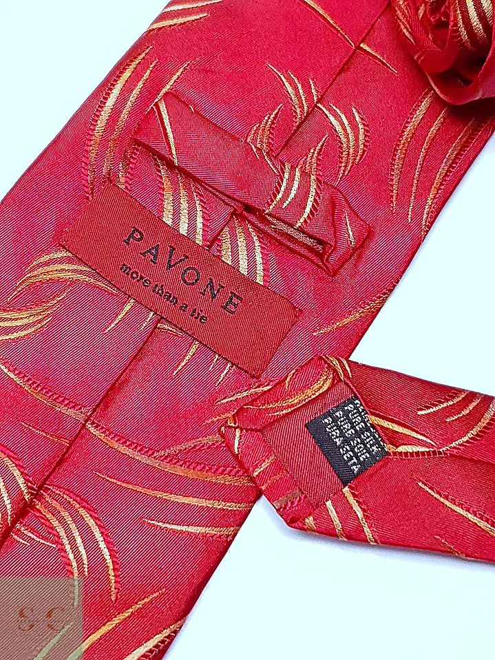 Corbata de Seda con Motivo Jacquard Abstracto Pavone 3