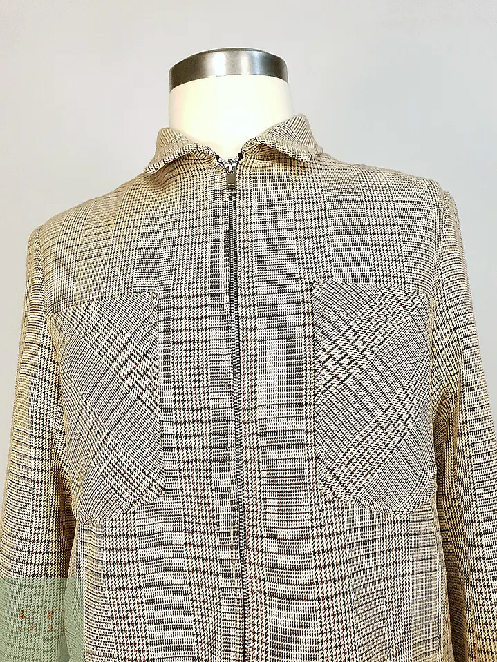 Chaqueta Corta Blouson en Cuadrillé Beige Zara Talla M 4