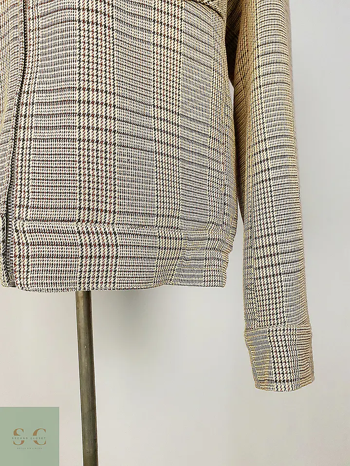 Chaqueta Corta Blouson en Cuadrillé Beige Zara Talla M 6