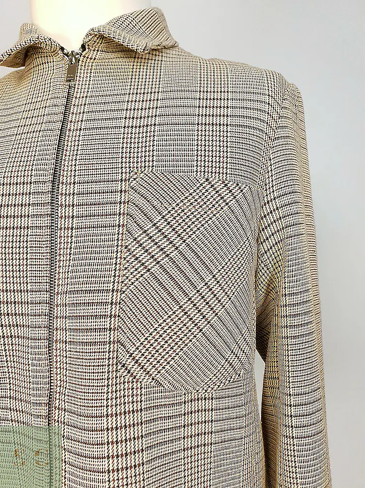 Chaqueta Corta Blouson en Cuadrillé Beige Zara Talla M 7