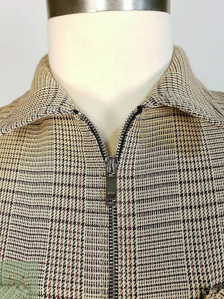 Chaqueta Corta Blouson en Cuadrillé Beige Zara Talla M 8
