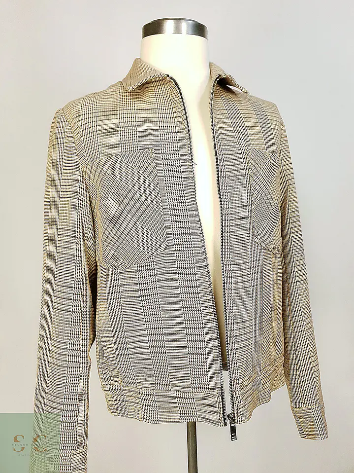 Chaqueta Corta Blouson en Cuadrillé Beige Zara Talla M 10