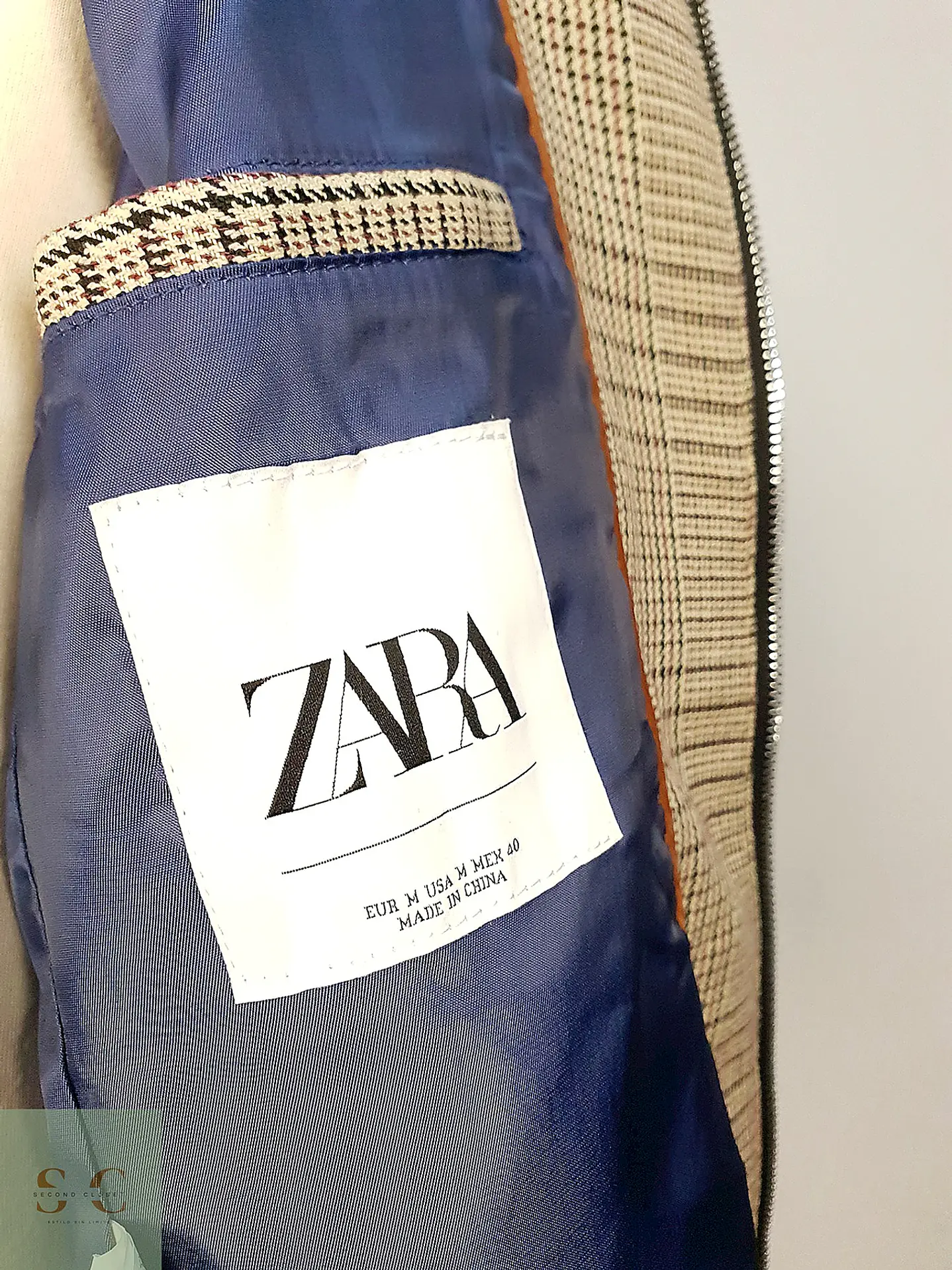 Chaqueta Corta Blouson en Cuadrillé Beige Zara Talla M 11