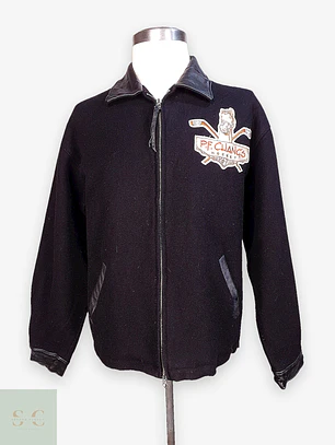 Chaqueta Varsity de Paño de Lana y Cuero Roots Talla L/XL