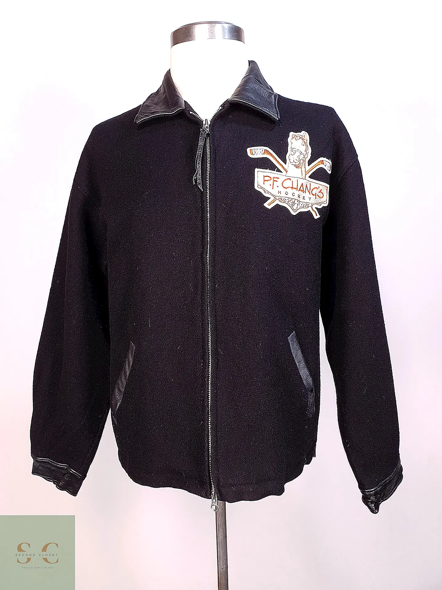 Chaqueta Varsity de Paño de Lana y Cuero Roots Talla L/XL 2