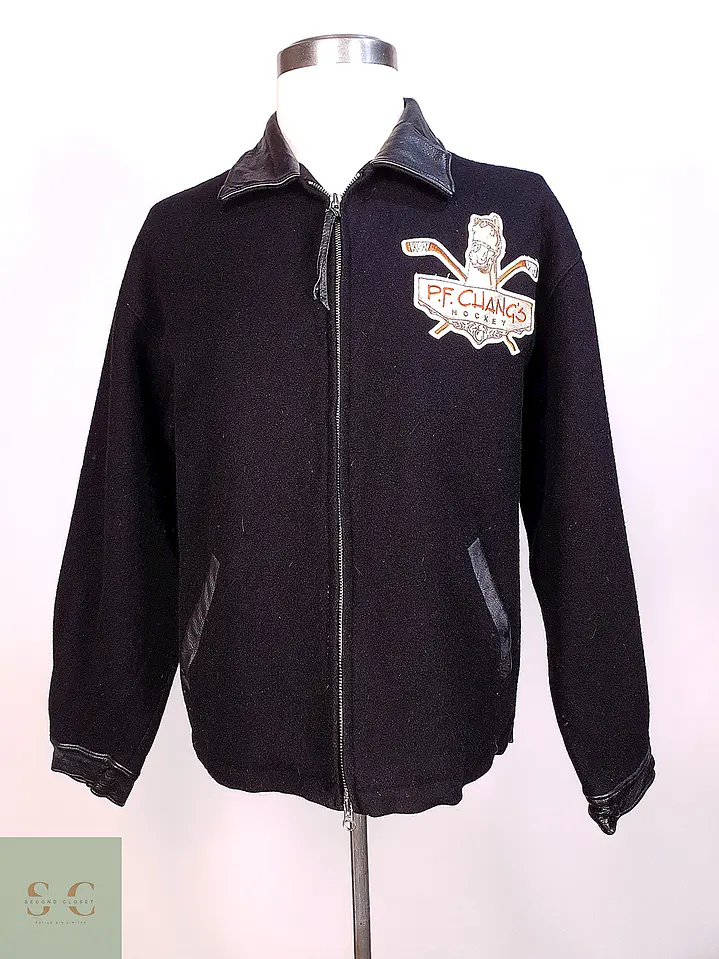 Chaqueta Varsity de Paño de Lana y Cuero Roots Talla L/XL 2