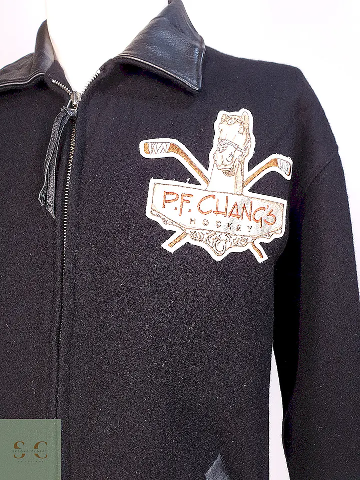 Chaqueta Varsity de Paño de Lana y Cuero Roots Talla L/XL 6