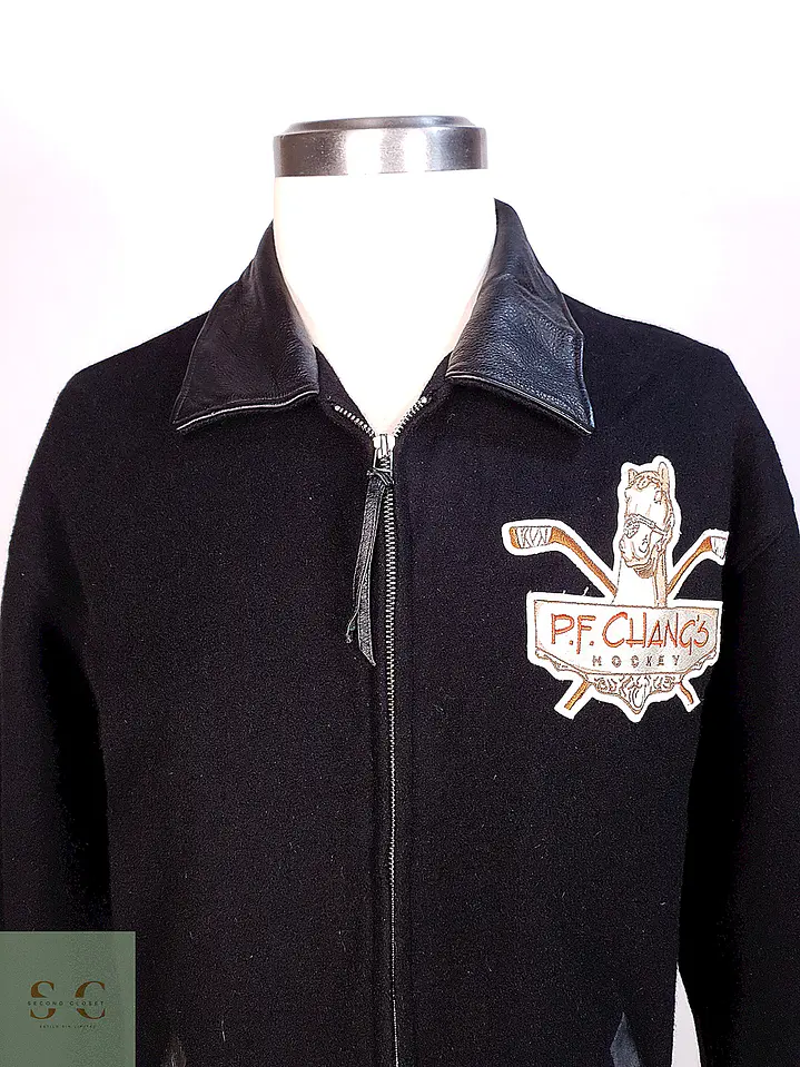 Chaqueta Varsity de Paño de Lana y Cuero Roots Talla L/XL 7