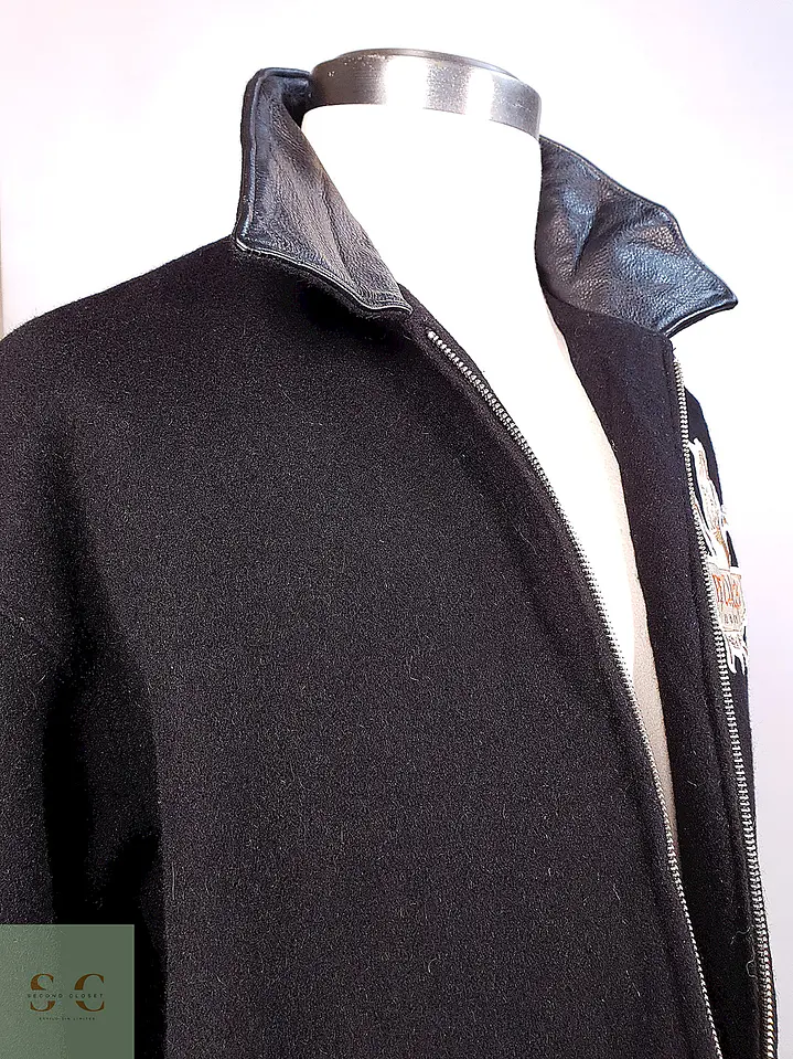 Chaqueta Varsity de Paño de Lana y Cuero Roots Talla L/XL 13