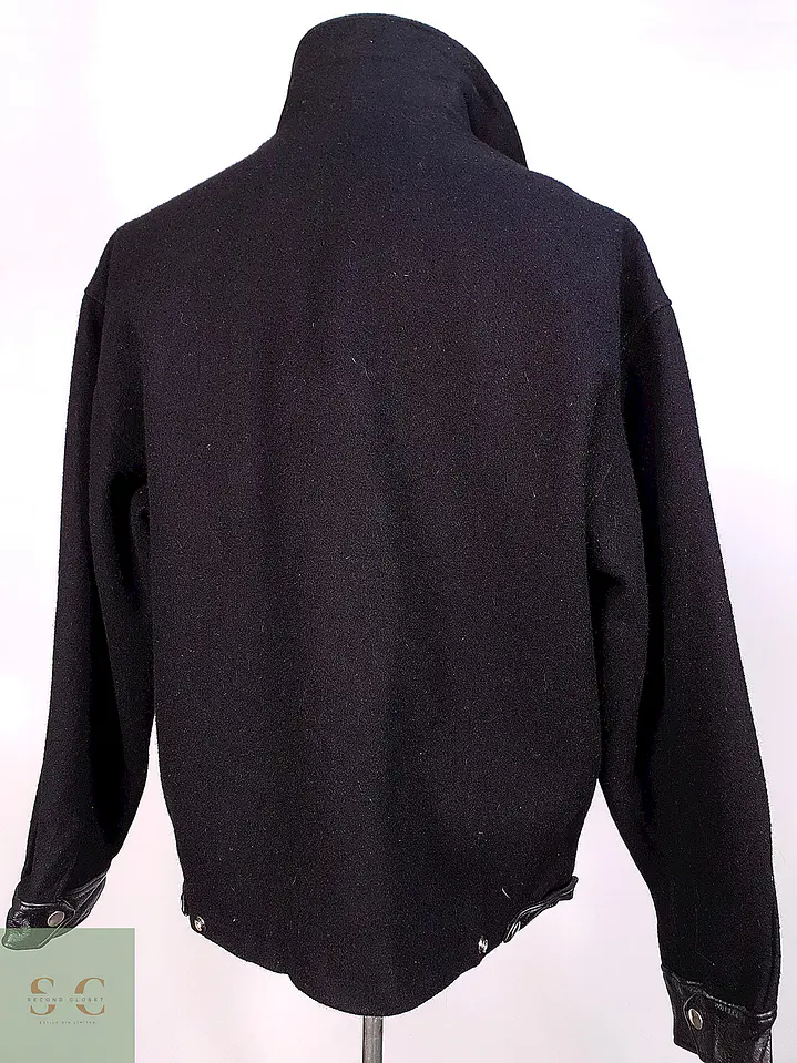 Chaqueta Varsity de Paño de Lana y Cuero Roots Talla L/XL 14