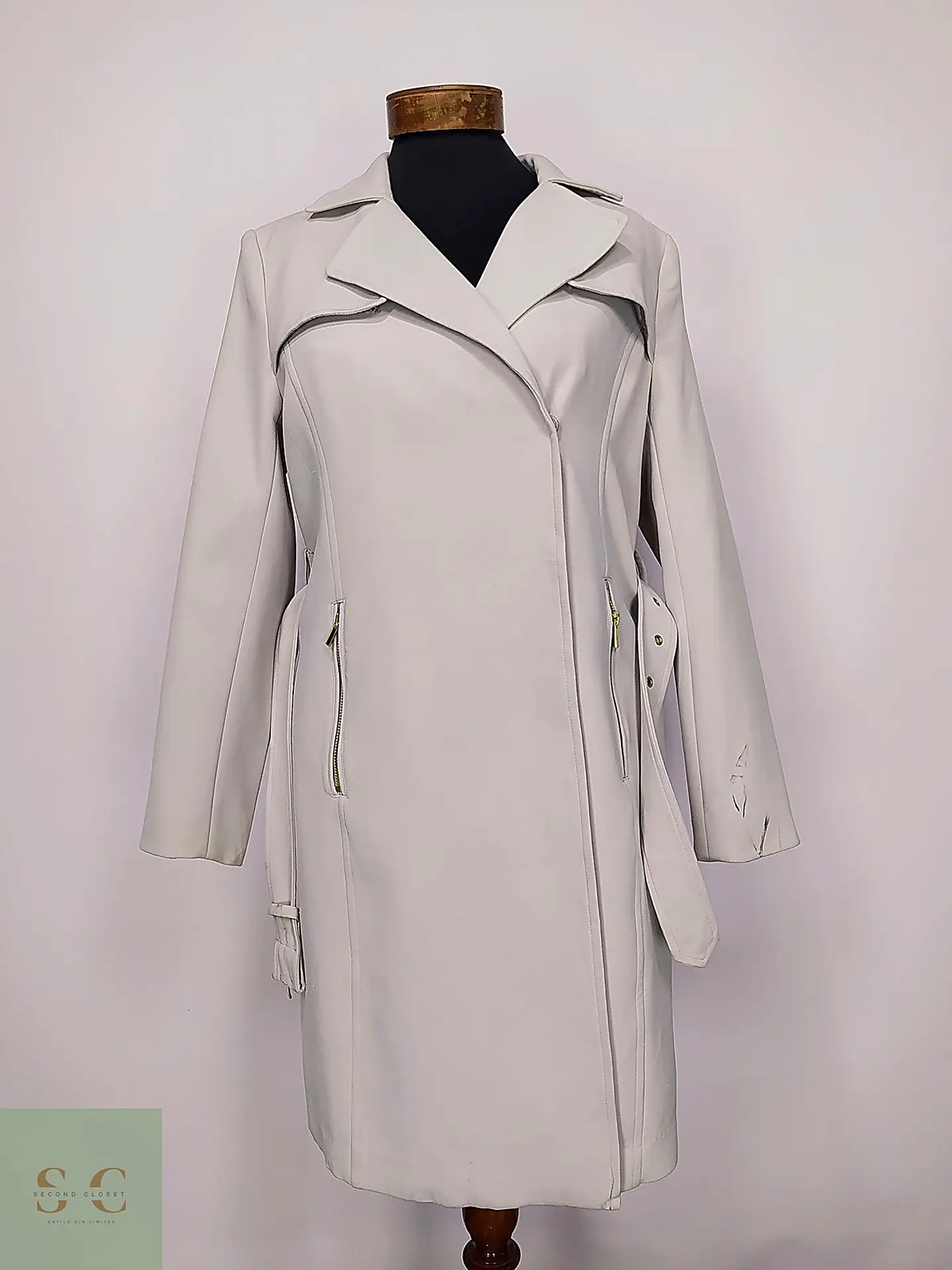 Trench Clásico Cruzado Blanco Perla H&M Talla S/SM 2