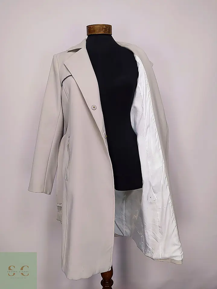 Trench Clásico Cruzado Blanco Perla H&M Talla S/SM 3