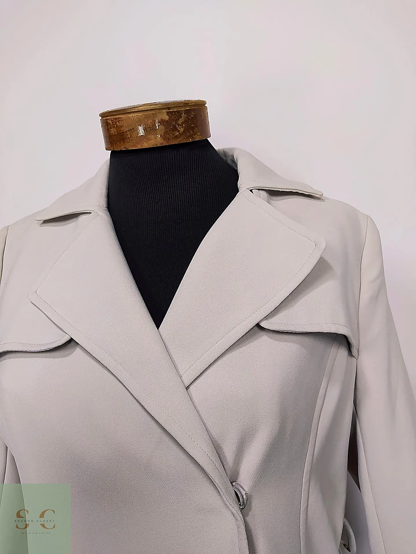 Trench Clásico Cruzado Blanco Perla H&M Talla S/SM 4