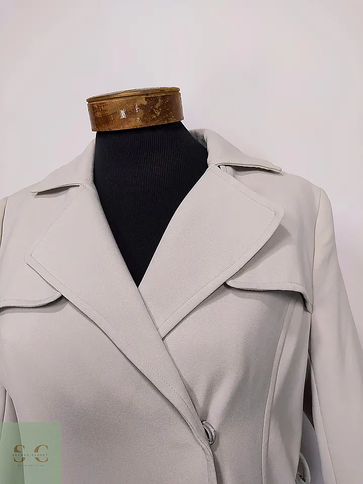 Trench Clásico Cruzado Blanco Perla H&M Talla S/SM 4