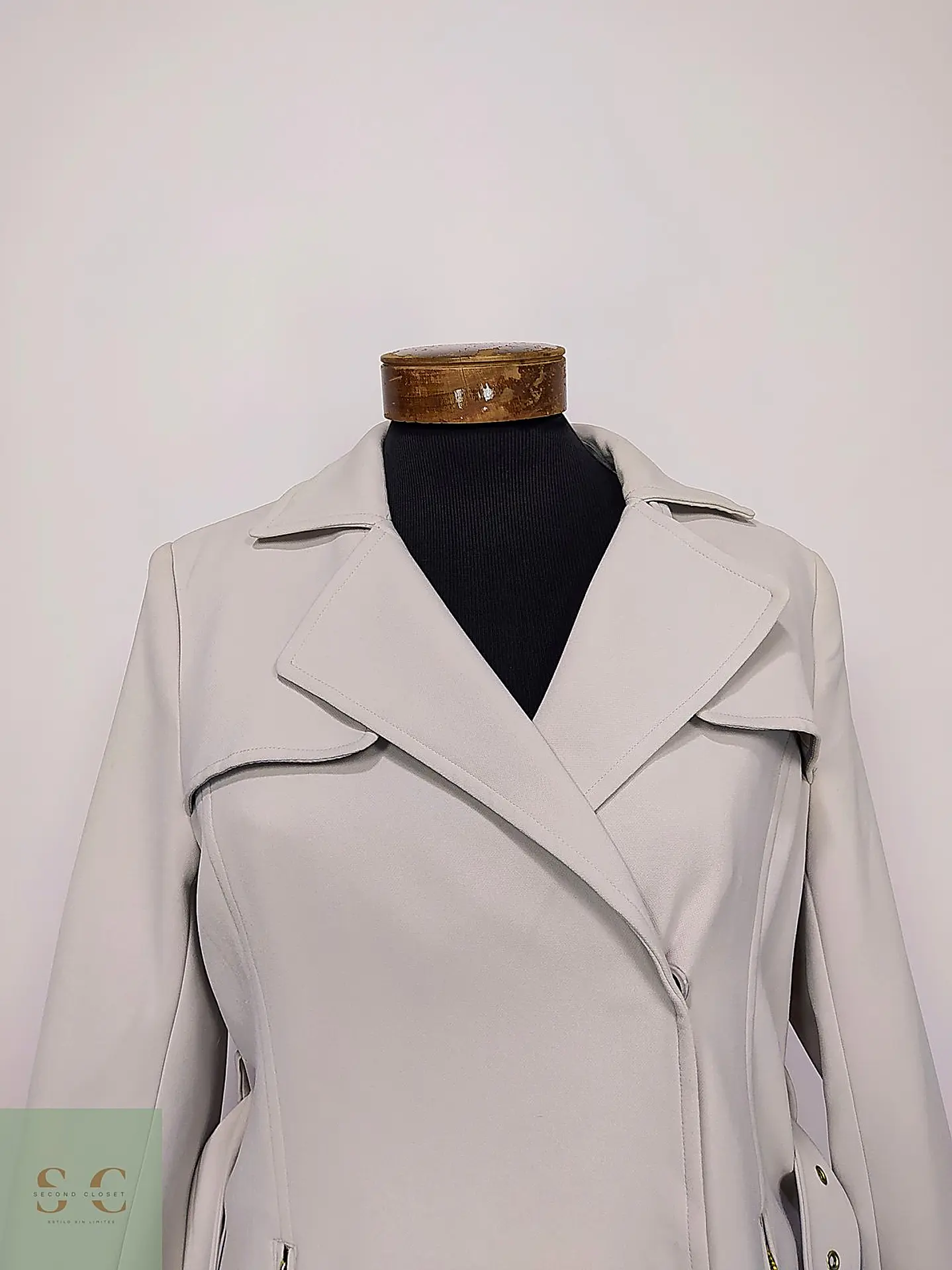 Trench Clásico Cruzado Blanco Perla H&M Talla S/SM 5