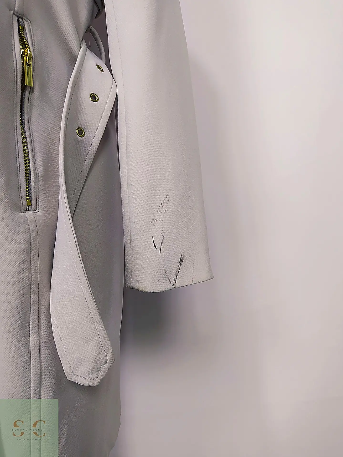 Trench Clásico Cruzado Blanco Perla H&M Talla S/SM 6