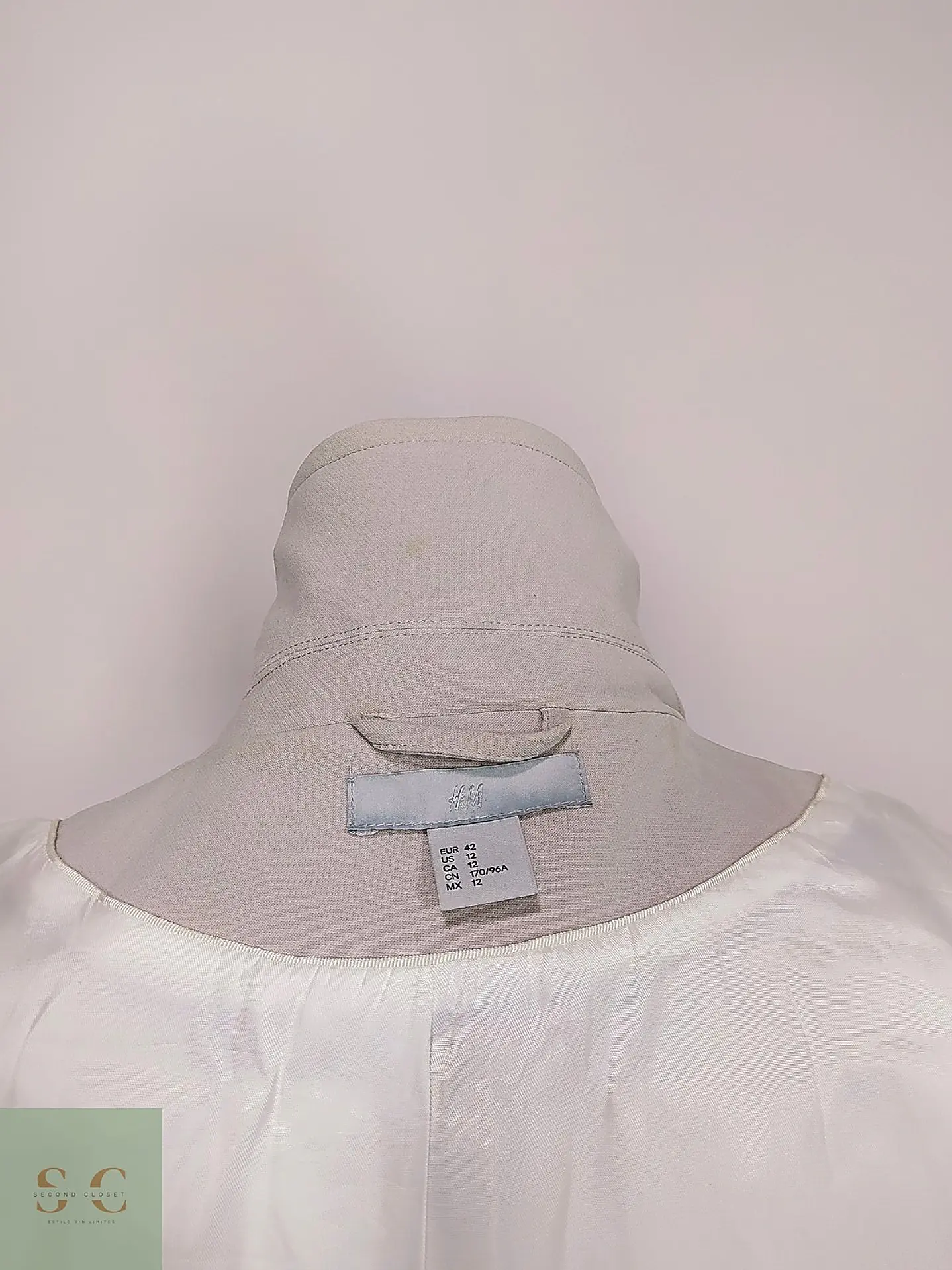 Trench Clásico Cruzado Blanco Perla H&M Talla S/SM 9