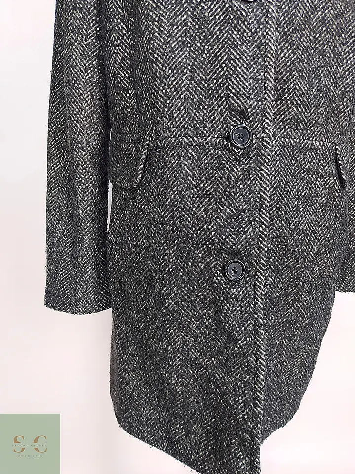 Abrigo Recto de Tejido Espiga con Cuello Chimenea Franco Callegari Talla L 4