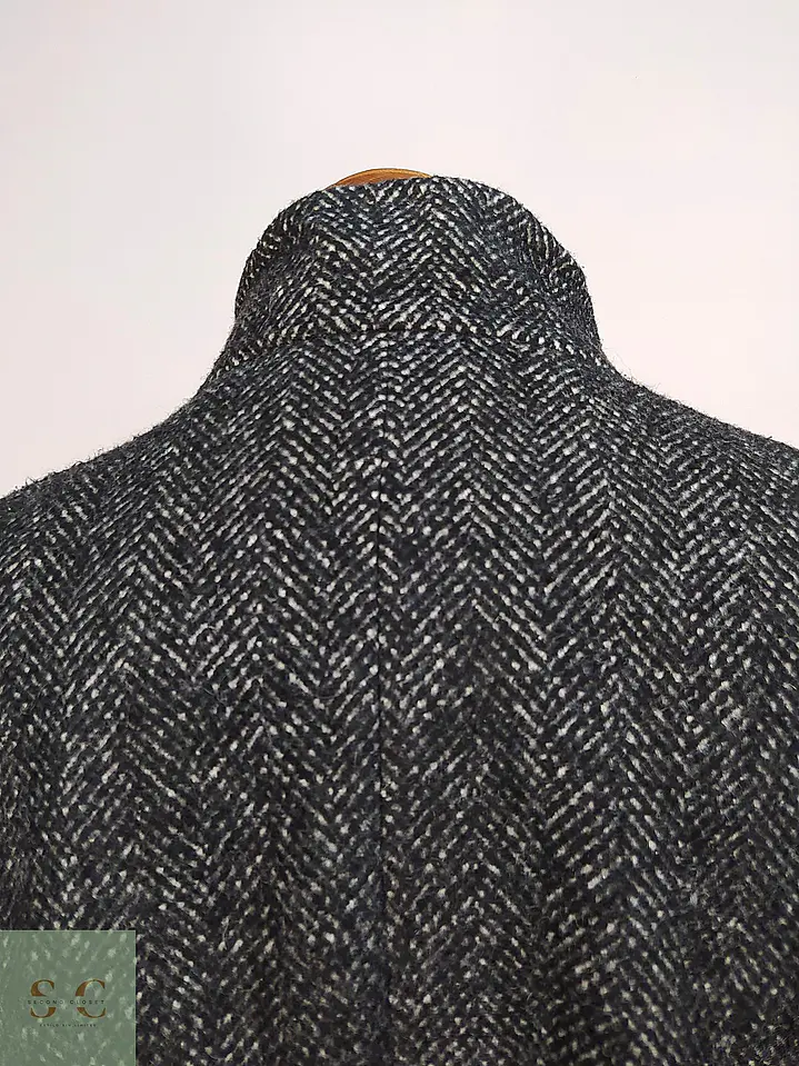 Abrigo Recto de Tejido Espiga con Cuello Chimenea Franco Callegari Talla L 10