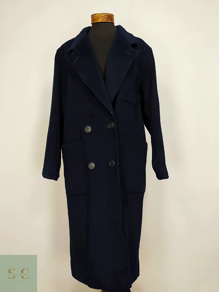 Abrigo Sobretodo de Lana Azul Marino Morton Bernard Talla L/XL 2