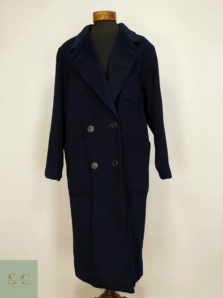 Abrigo Sobretodo de Lana Azul Marino Morton Bernard Talla L/XL 3