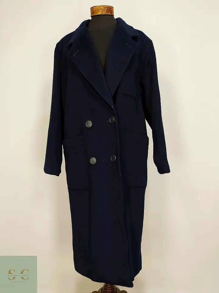 Abrigo Sobretodo de Lana Azul Marino Morton Bernard Talla L/XL 4