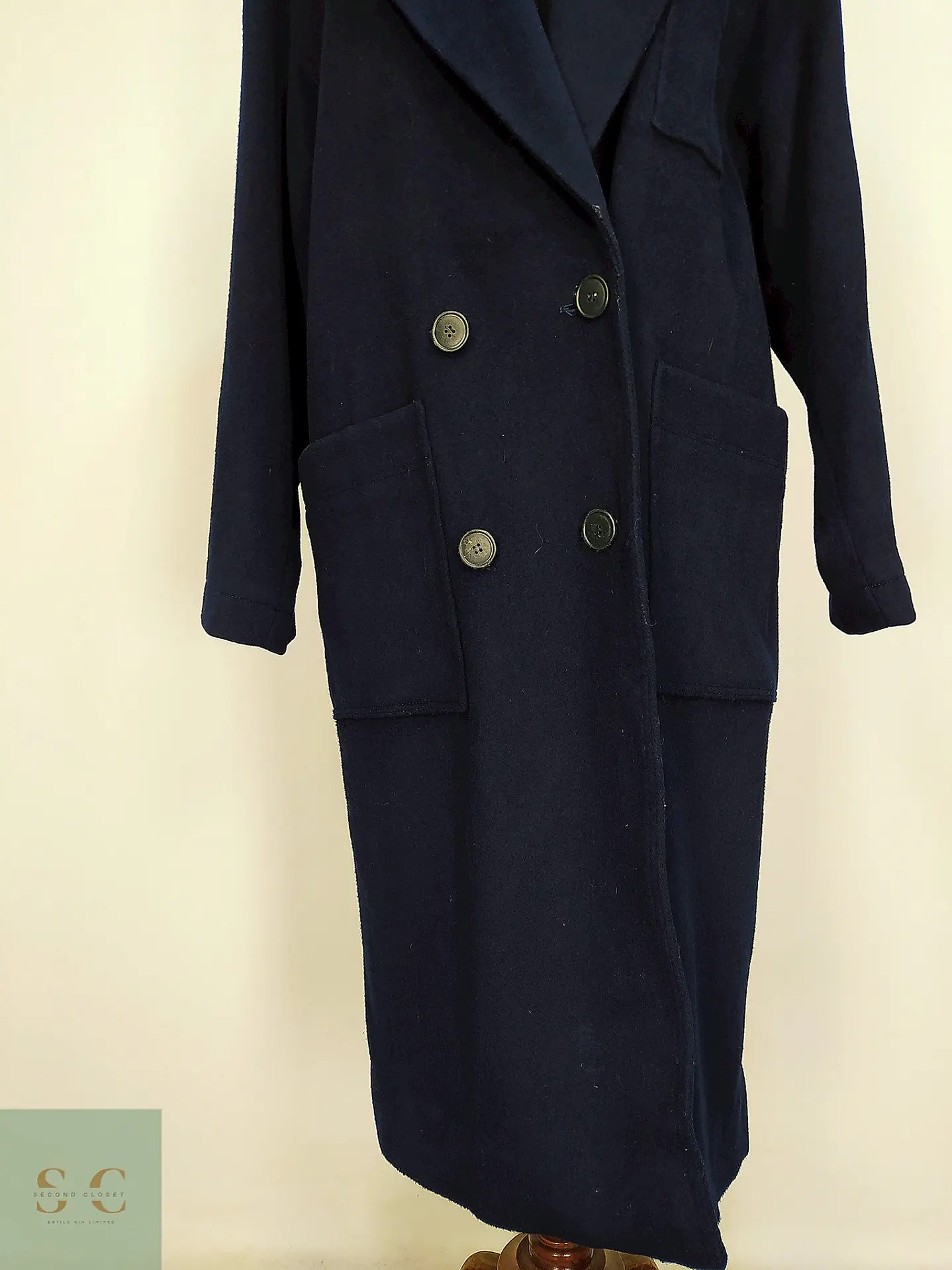 Abrigo Sobretodo de Lana Azul Marino Morton Bernard Talla L/XL 5