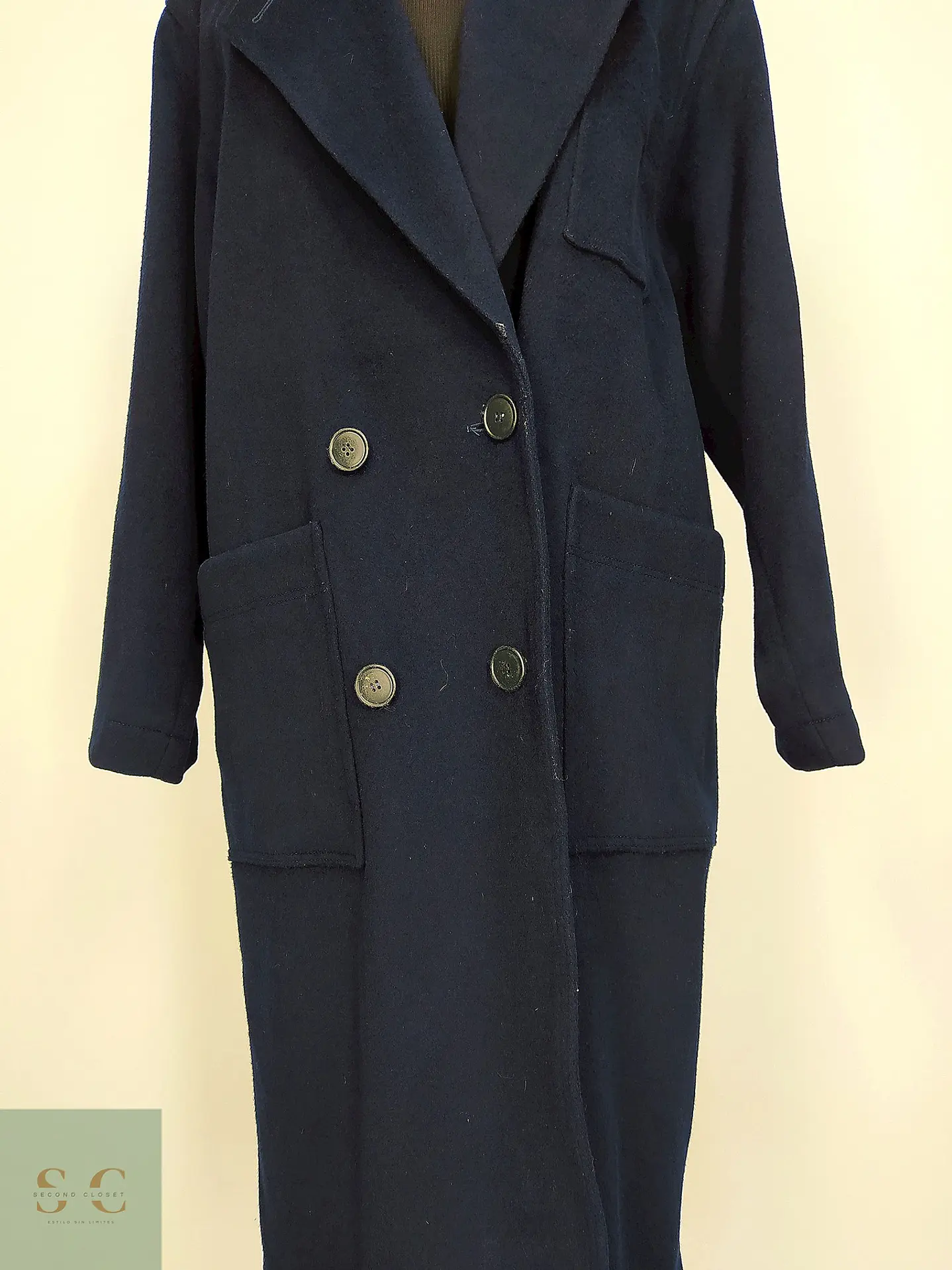 Abrigo Sobretodo de Lana Azul Marino Morton Bernard Talla L/XL 6