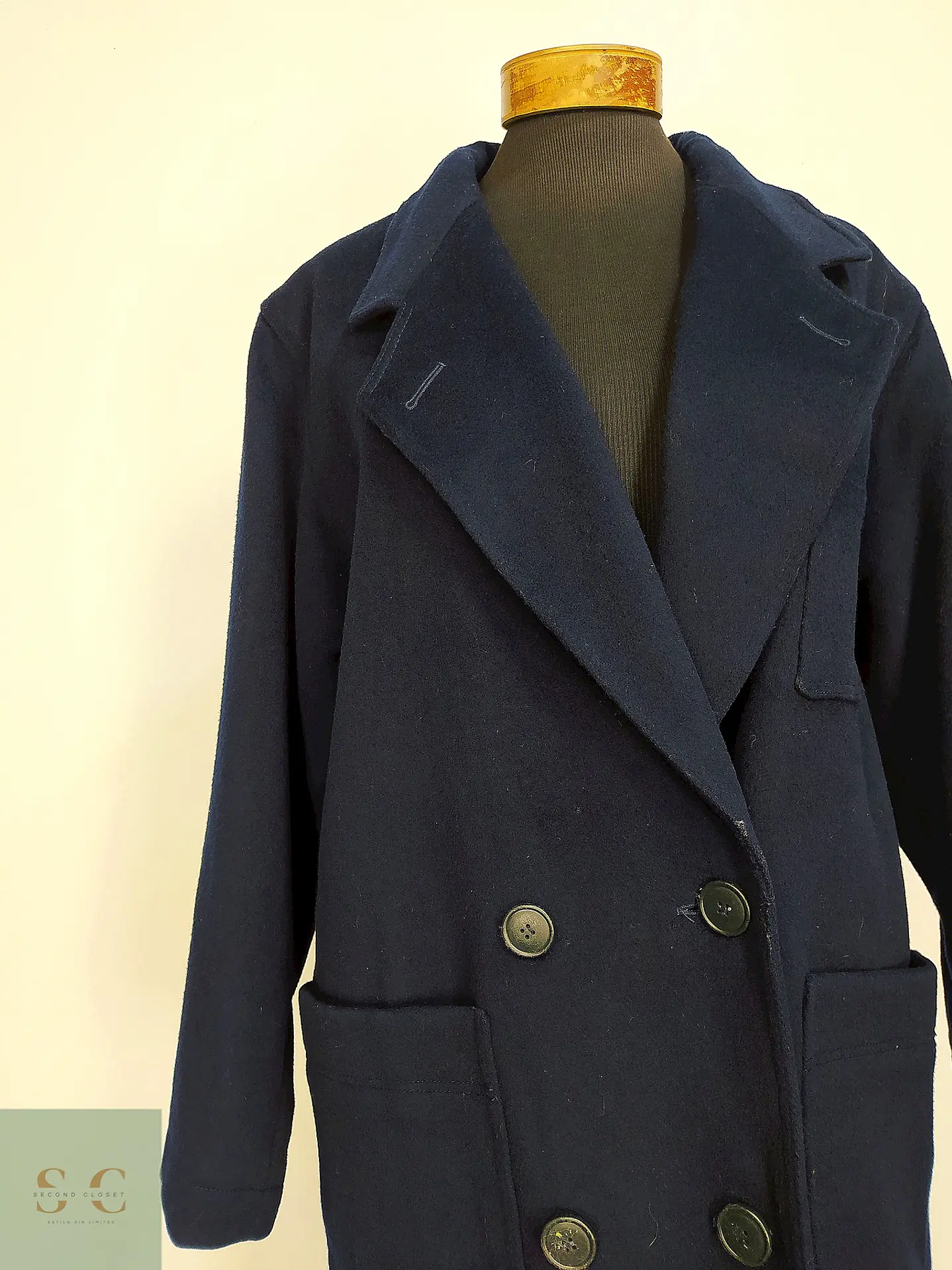 Abrigo Sobretodo de Lana Azul Marino Morton Bernard Talla L/XL 7