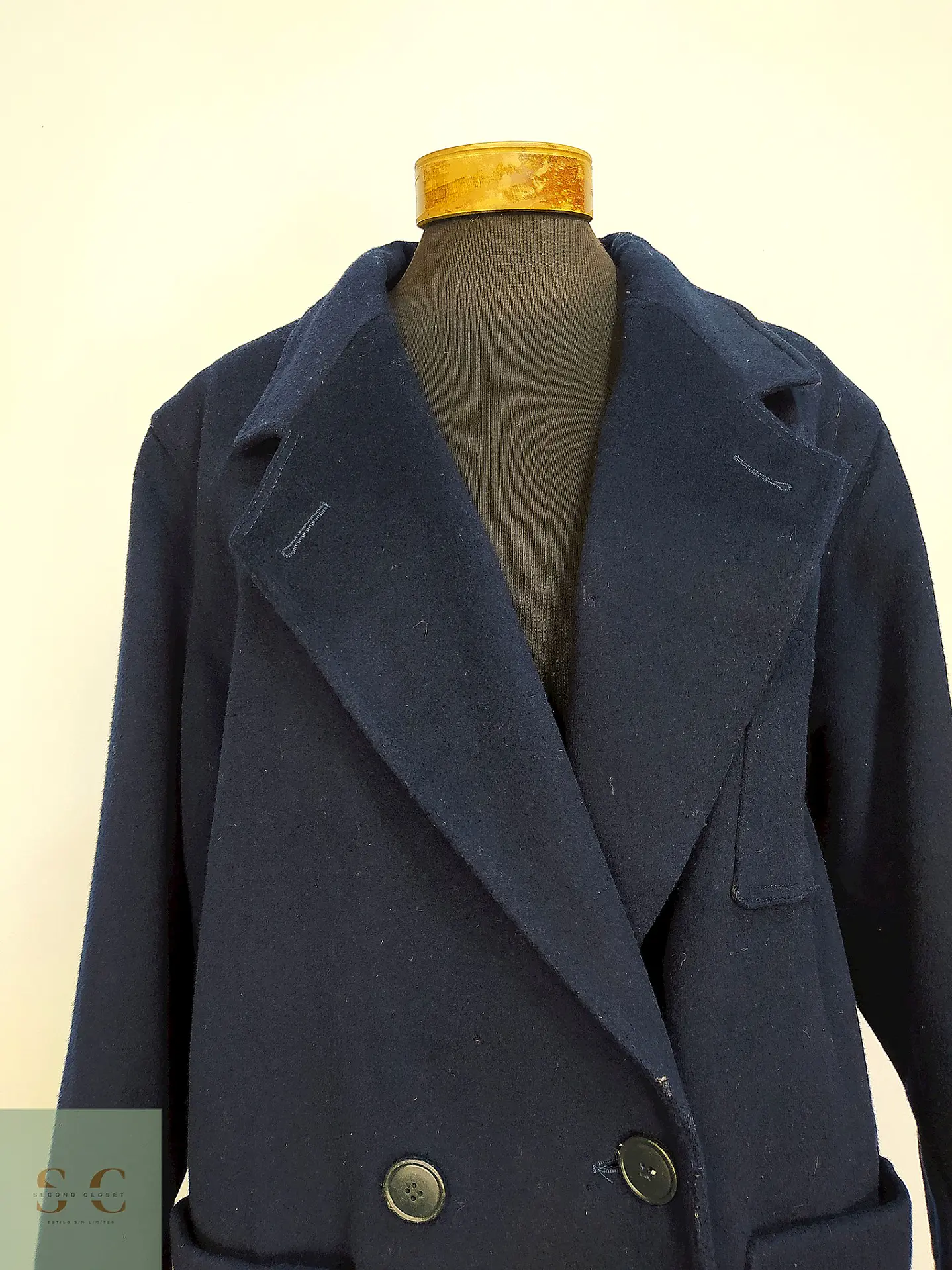 Abrigo Sobretodo de Lana Azul Marino Morton Bernard Talla L/XL 8