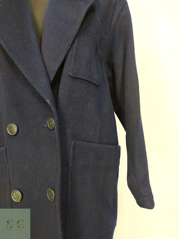 Abrigo Sobretodo de Lana Azul Marino Morton Bernard Talla L/XL 9