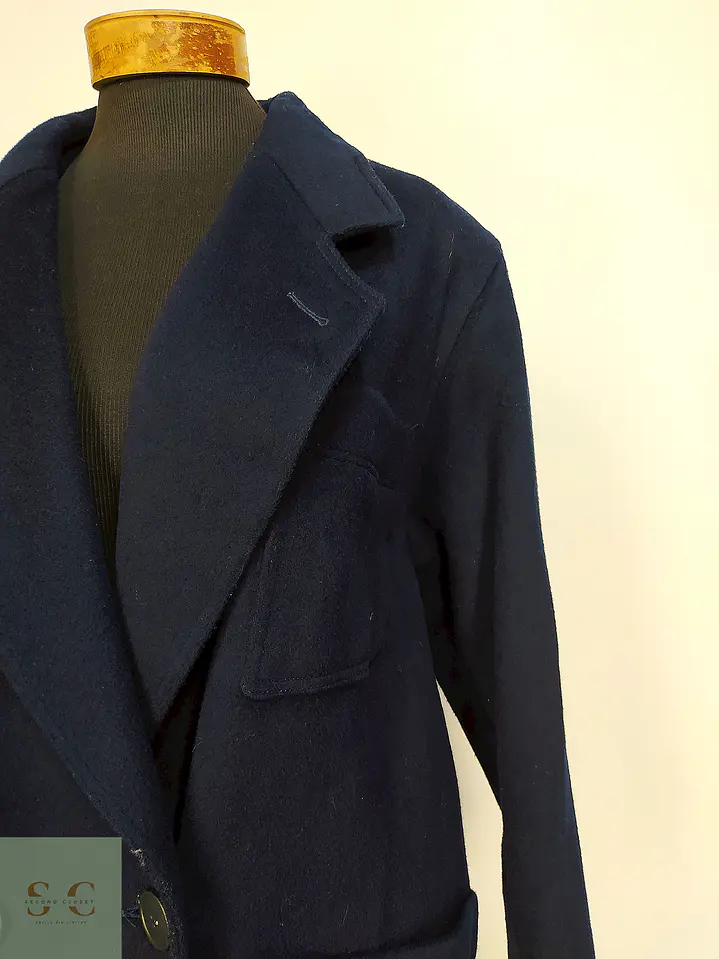 Abrigo Sobretodo de Lana Azul Marino Morton Bernard Talla L/XL 10