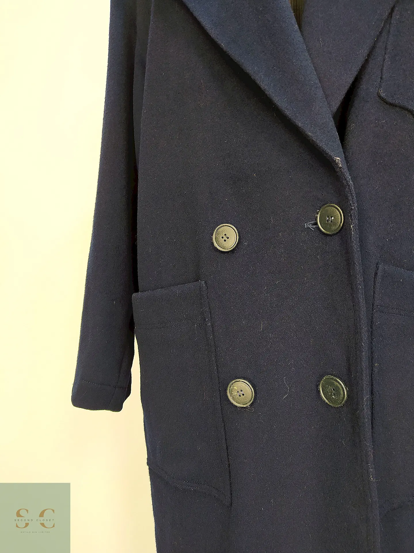 Abrigo Sobretodo de Lana Azul Marino Morton Bernard Talla L/XL 12