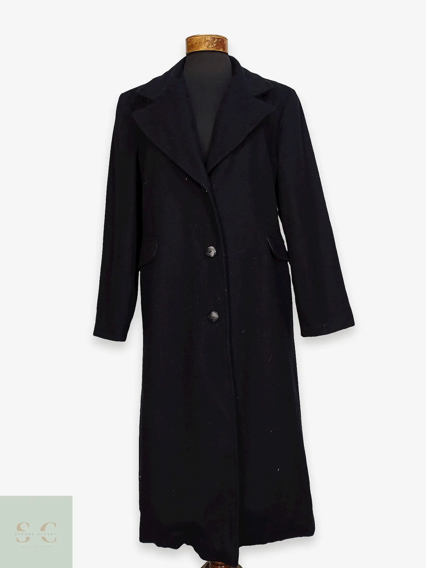 Abrigo Largo Sastre de Paño Negro Talla XL 1