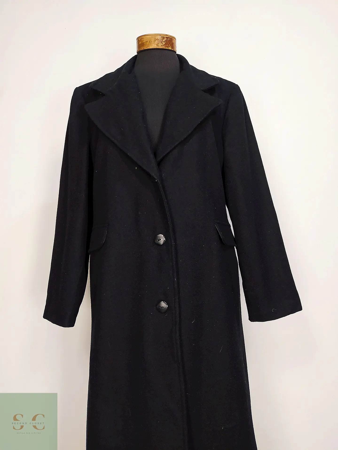 Abrigo Largo Sastre de Paño Negro Talla XL 3
